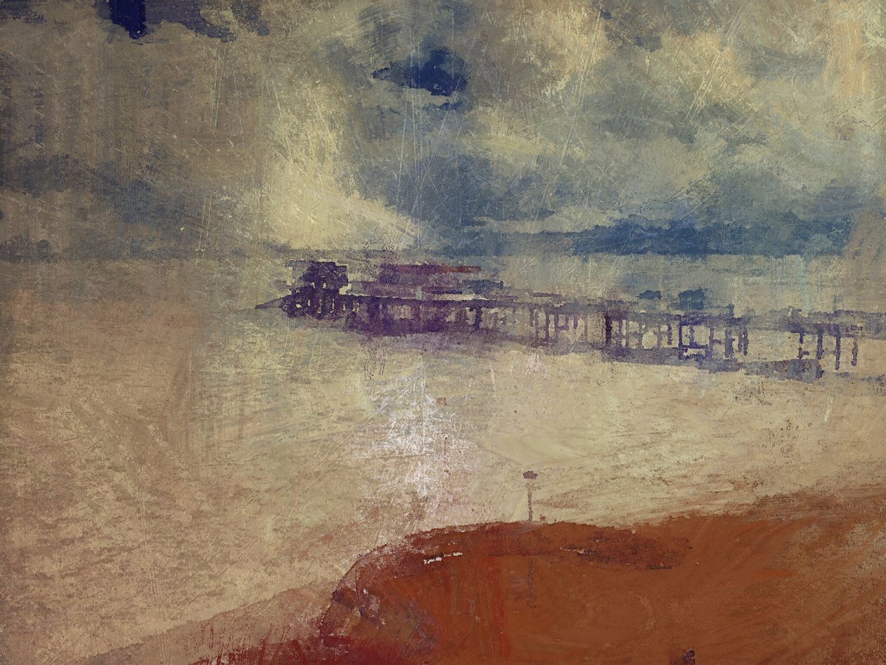 Paisaje marino plateado - Muelle de Cromer, Norfolk (técnica mixta) de Mark Gordon