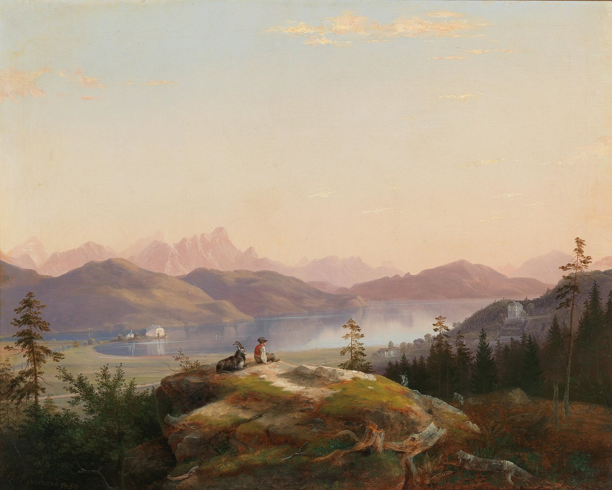 Vista del lago Wörthersee con Maria Loretto y el castillo de Freyenthurn de Marko Pernhart