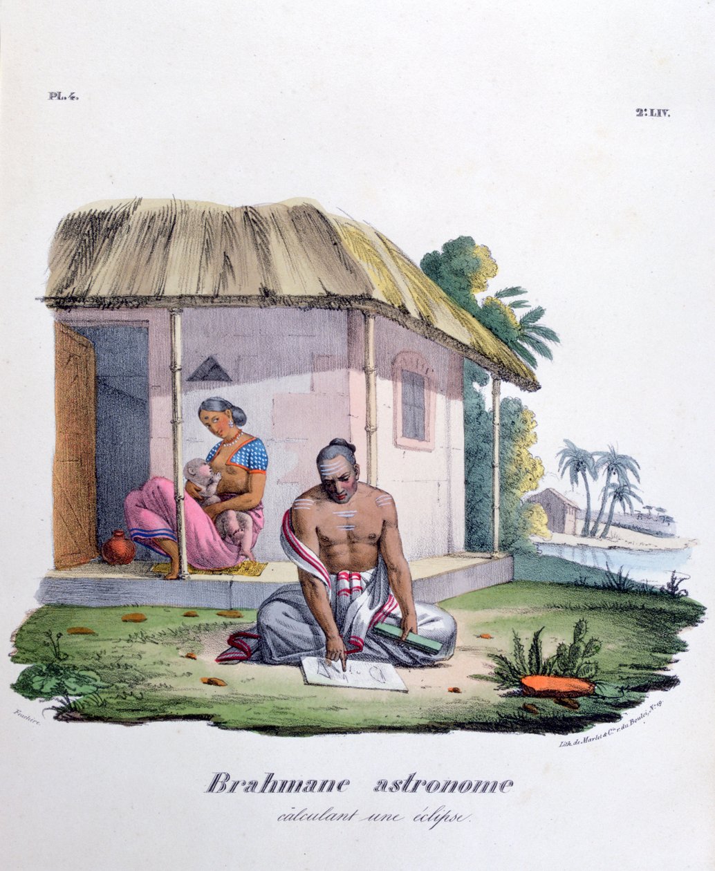 Astrónomo brahmán, calculando el eclipse, 1828 de Marlet et Cie