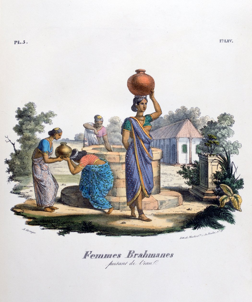 Mujer brahmán recogiendo agua, 1828 de Marlet et Cie