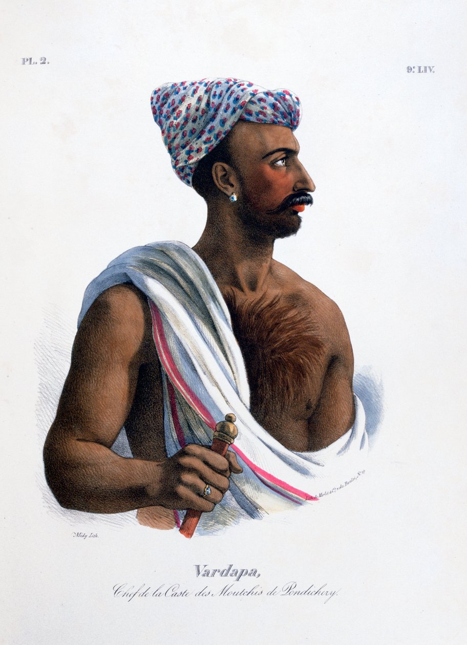Jefe de la casta en Pondicherry Puducherry, India, 1828 de Marlet et Cie