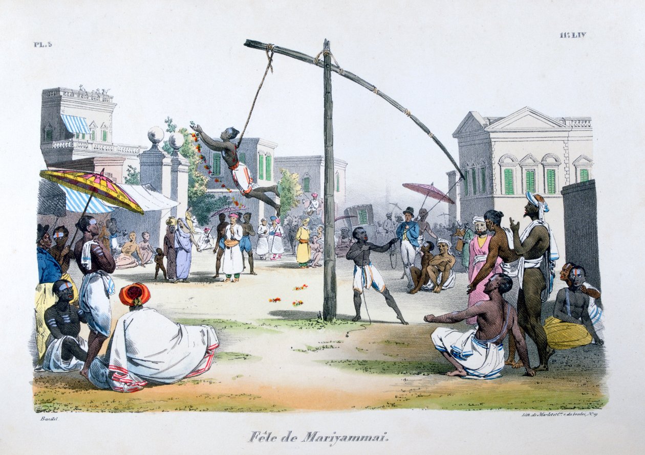 Festival de Mariyamma, o Mariyammai, deidad hindú, 1828 de Marlet et Cie