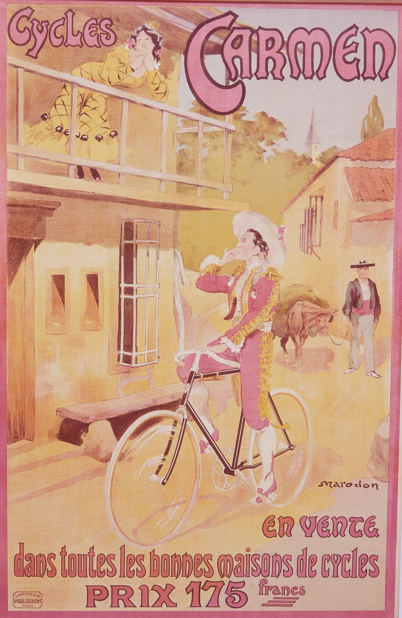 Póster publicitario de bicicletas Carmen, finales del siglo XIX-principios del siglo XX de Marodon