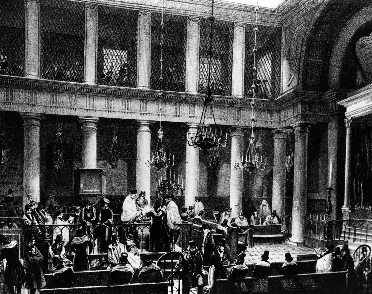 La Sinagoga de París, c.1845 de Marquis de Villeneuve