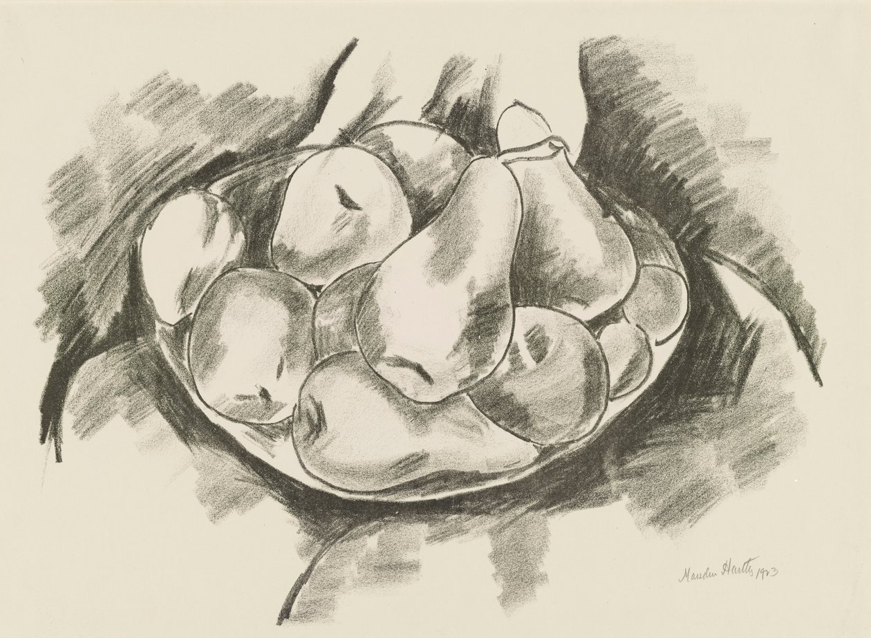 Plato de manzanas y peras de Marsden Hartley