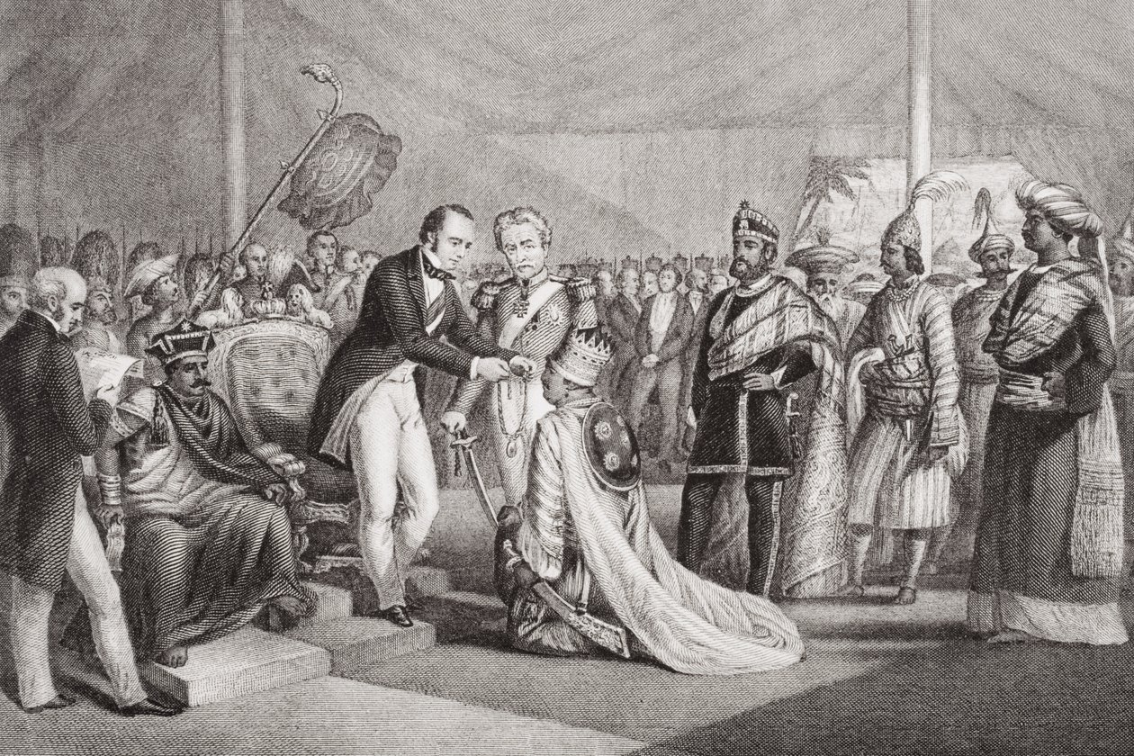 Gran Durbar en Cawnpore después de la Supresión de la Revuelta de los Cipayos, 1858, de `Ilustraciones de la Historia Inglesa y Escocesa