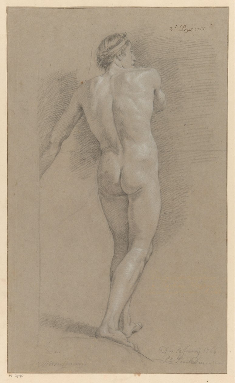 Desnudo masculino de pie, visto desde atrás (2º premio 1766) de Marten Houtman