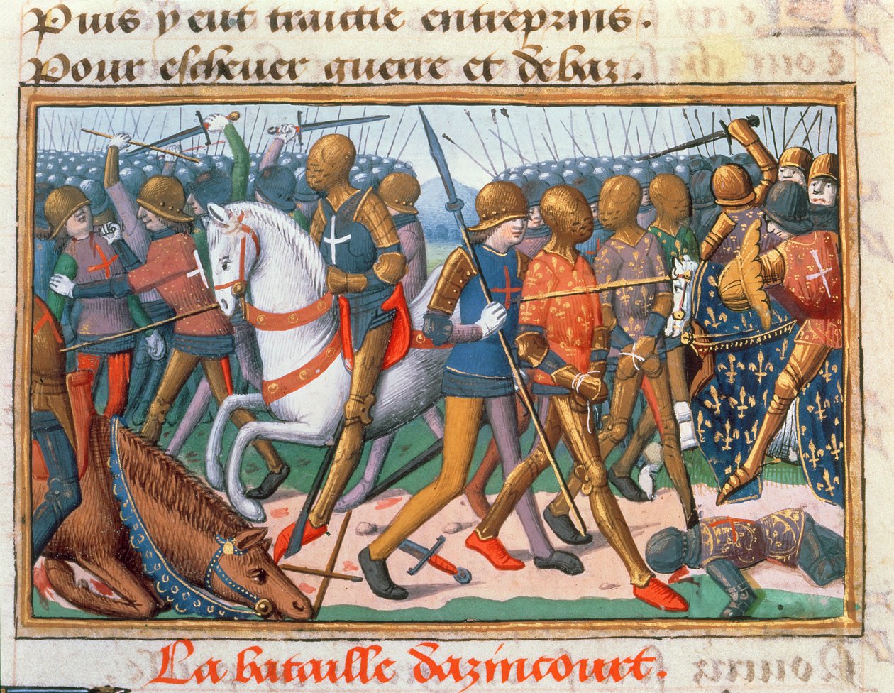 La Batalla de Agincourt, 1415, del Vísperas de Carlos VII, c.1484 de Martial de Paris