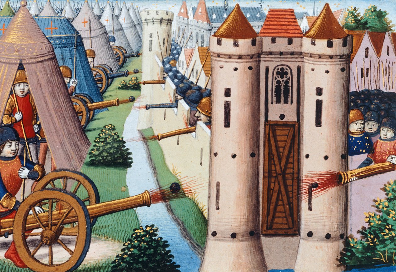 El sitio de Ruan (julio 1418-enero 1419) 1484, folio 19v, Vigiles de Carlos VII de Martial de Paris (fl.15th century)