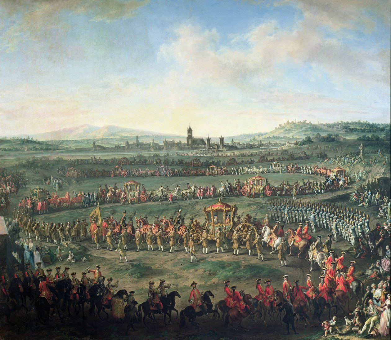 La entrada del emperador Francisco I (1708-65) en Frankfurt, acompañado por José II (1741-90) de Martin II Mytens or Meytens