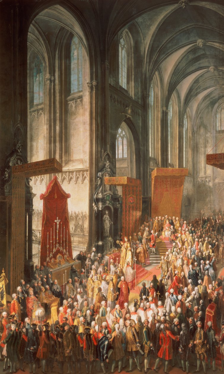 La Investidura de José II (1741-90) tras su coronación como Emperador de Alemania en la Catedral de Frankfurt, 1764 de Martin II Mytens or Meytens