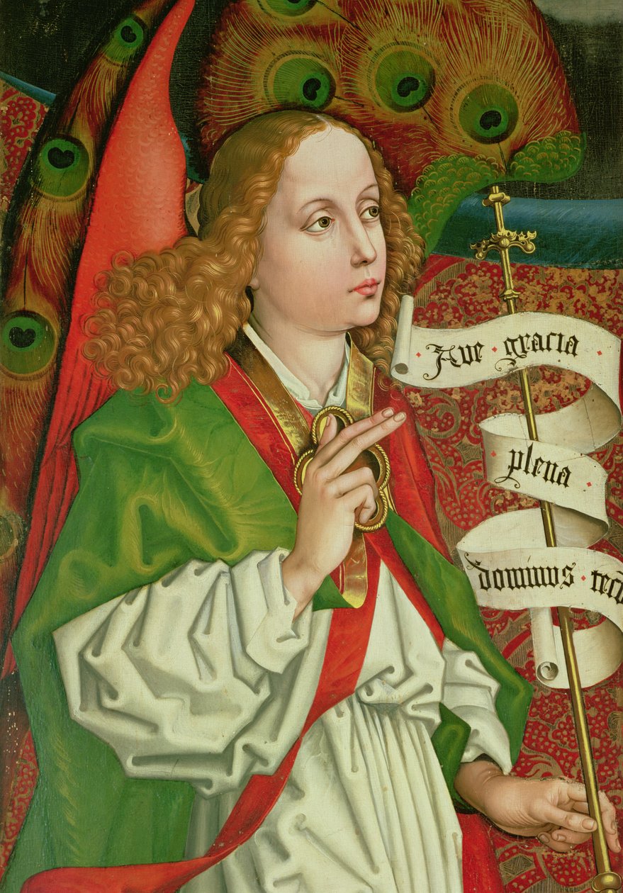 Detalle del Arcángel Gabriel, de la Anunciación, del Retablo de Orlier, c.1468-70 de Martin Schongauer