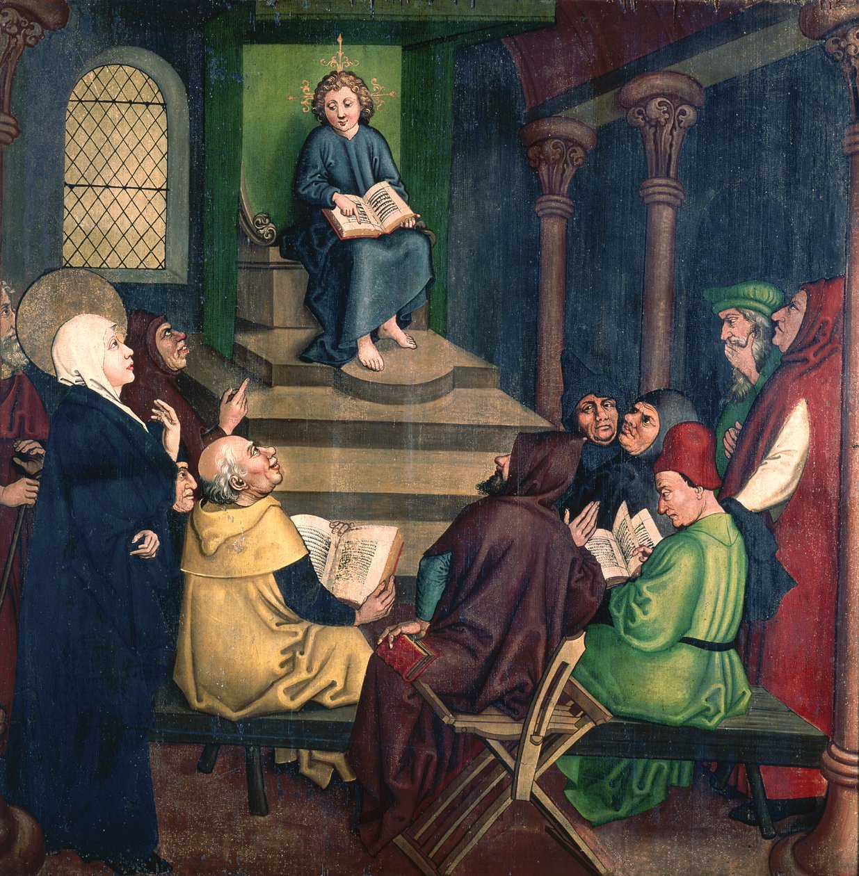 Jesús con los Doctores, del Retablo de los Dominicos, c.1470-80 de Martin Schongauer