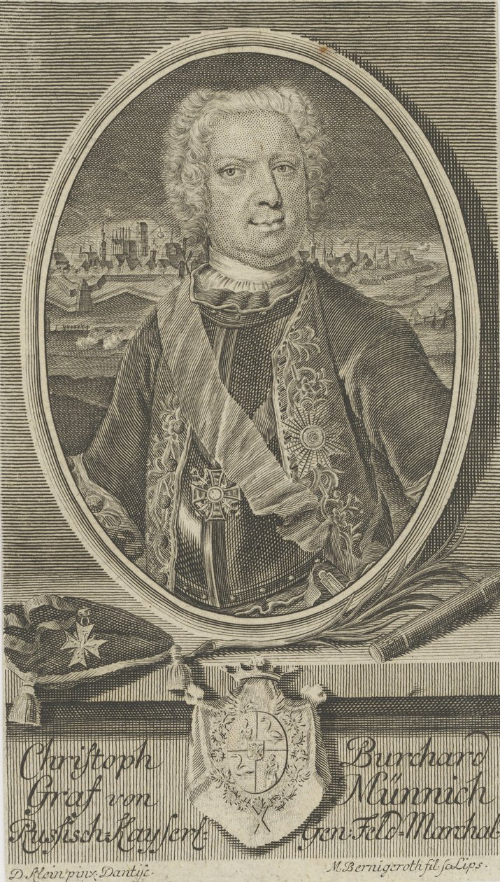 Retrato del Conde Burkhard Christoph von Münnich 1683-1767, ca 1730 de Martin Bernigeroth