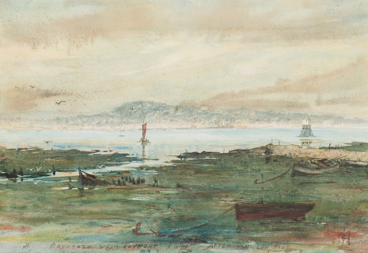 Marea baja por la tarde: Broughty desde Tayport de Martin  Anderson