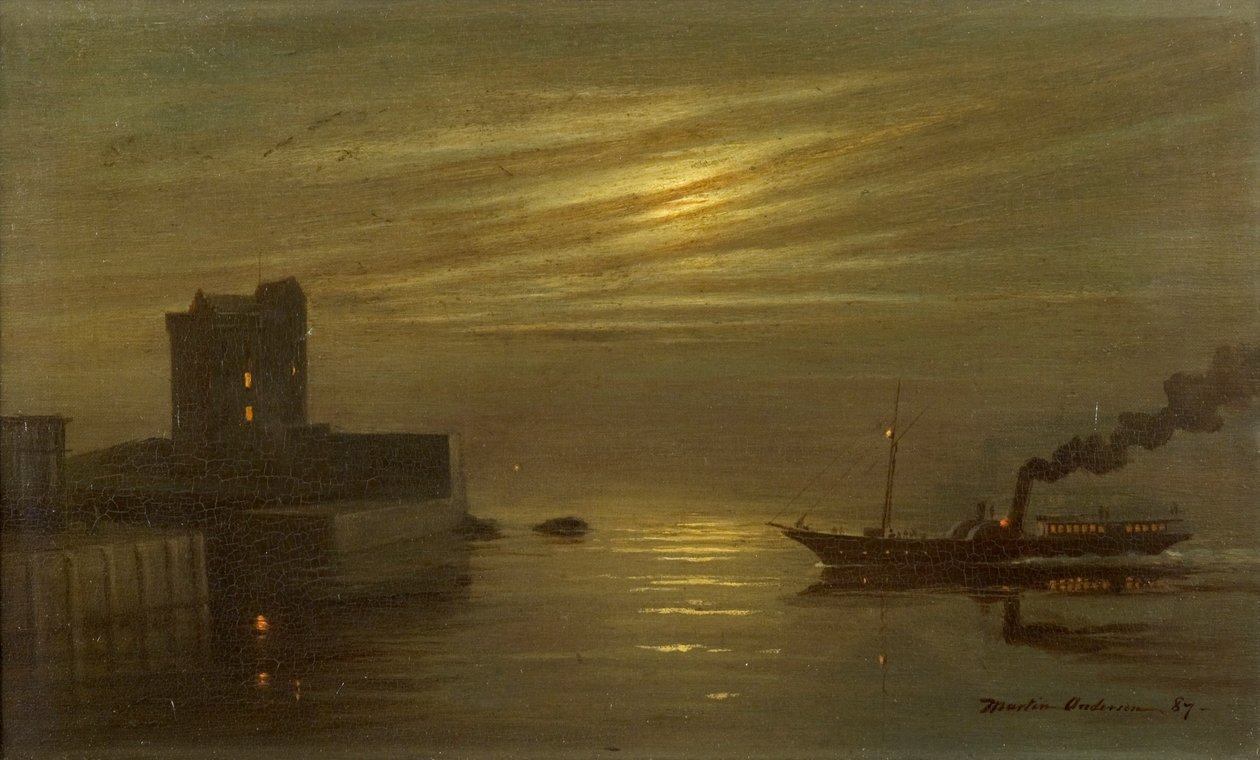 Castillo de Broughty - Escena nocturna de Martin  Anderson