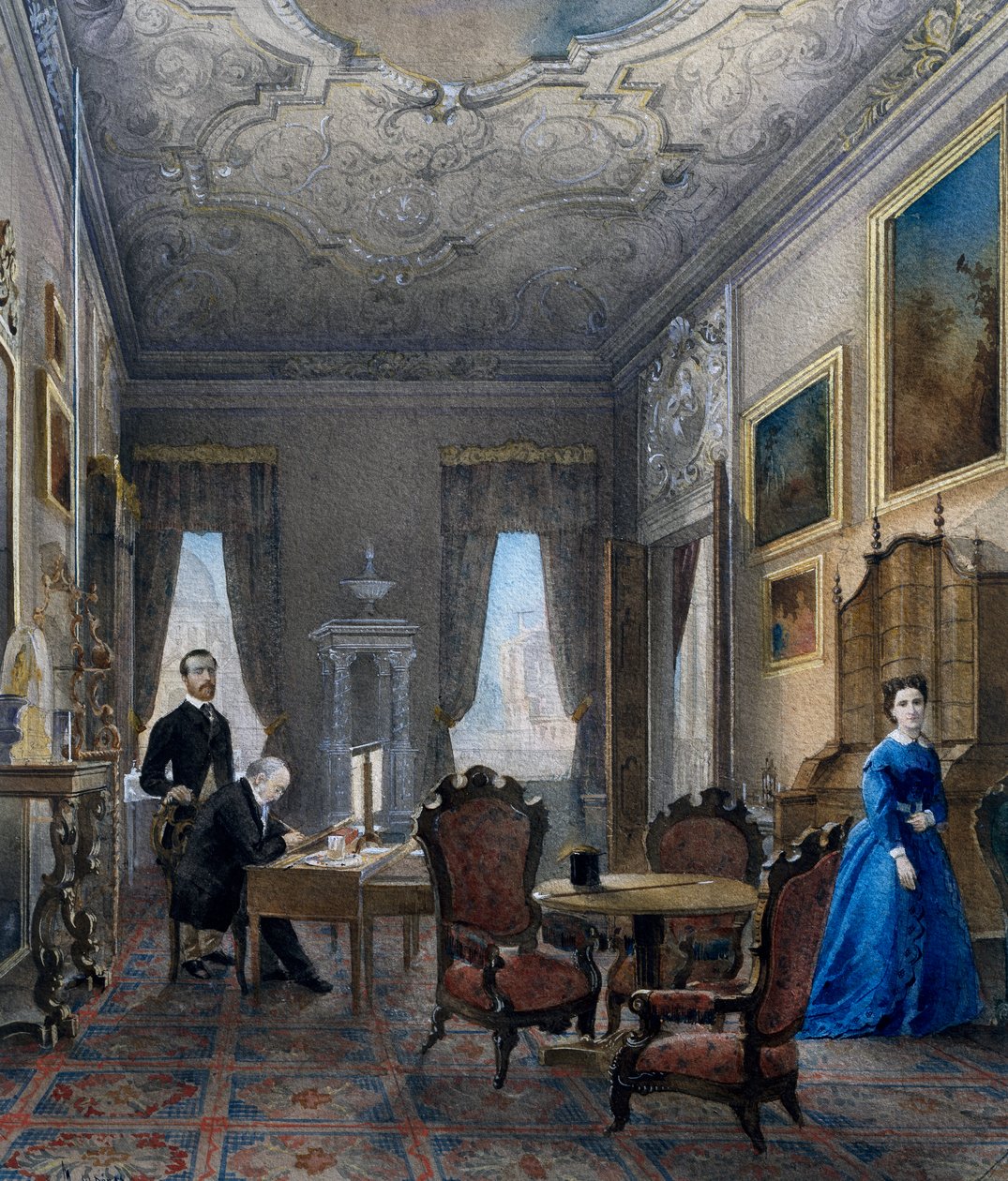 Interior veneciano, acuarela de Don Martin (activo en 1896), Italia de Martin Don