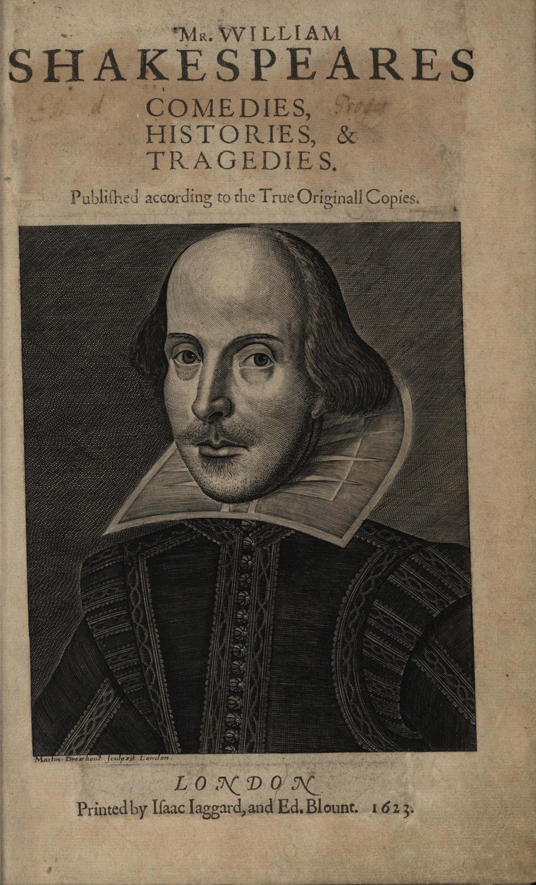 Página de título del Primer Folio de Shakespeare, 1623 de Martin Droeshout