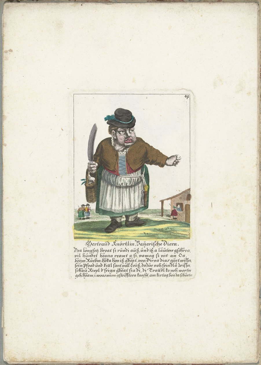 El dwerg Gertraud Knörtzlin, hacia 1710 Gertraud Knörtzlin, Baijerische Diern (título sobre el objeto) Il Callotto resurcitato o Gabinete pequeño recién amueblado (título de la serie) de Martin Engelbrecht (attributed to)