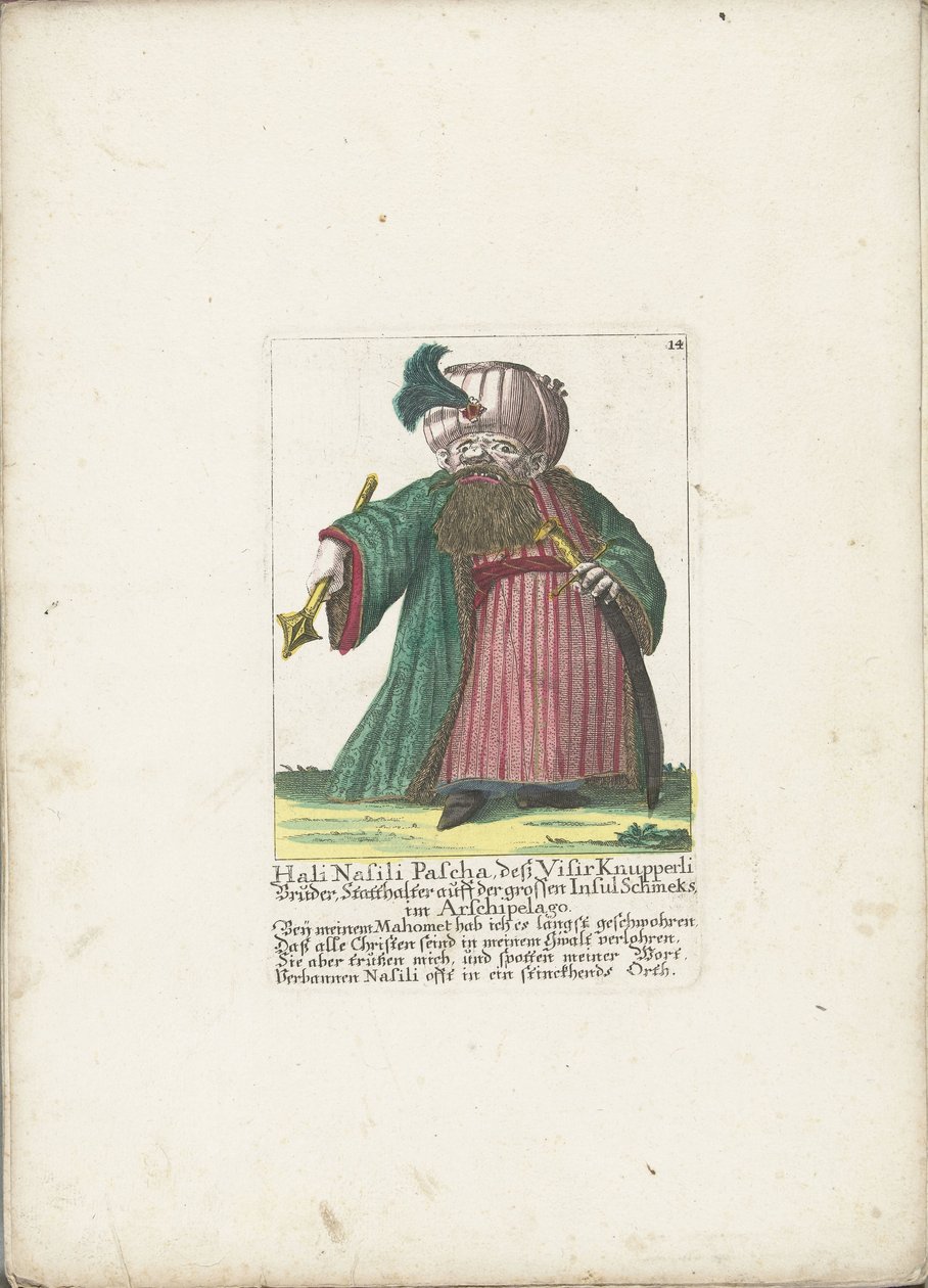 De dwerg Hali Nasili Pasha, hacia 1710 Hali Nasili Pasha, su hermano Visir Knupperli, gobernador de la gran isla Schmeks en Arshipelago (título sobre el objeto) Il Callotto resurcitato o Gabinete pequeño recién amueblado (título de la serie) de Martin Engelbrecht (attributed to)