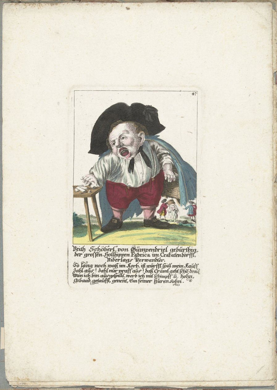 El dwerg Veith Schöberl von Gümpendriel, hacia 1710 Nace Veith Schöberl von Gümpendriel, la gran Hollhippen Fabrica en Crabatendörffl, pariente de Niderlag (título sobre el objeto) Il Callotto resurcitato o gabinete pequeño recién amueblado (serie ti de Martin Engelbrecht (attributed to)
