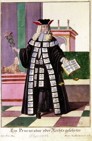 Un fiscal público, c. 1735 (grabado) de Martin Engelbrecht