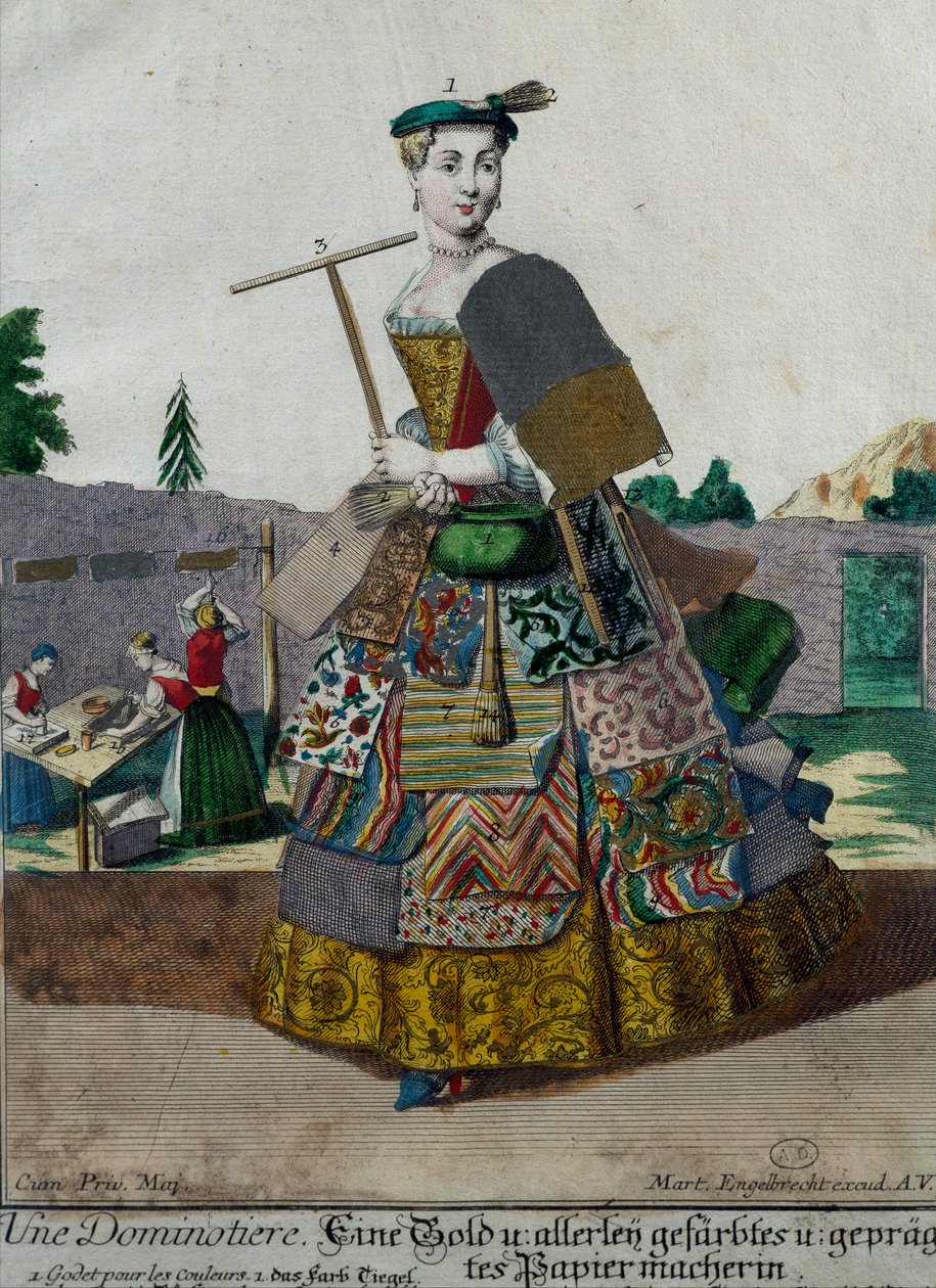 Fabricante de papeles de colores, grabado de 