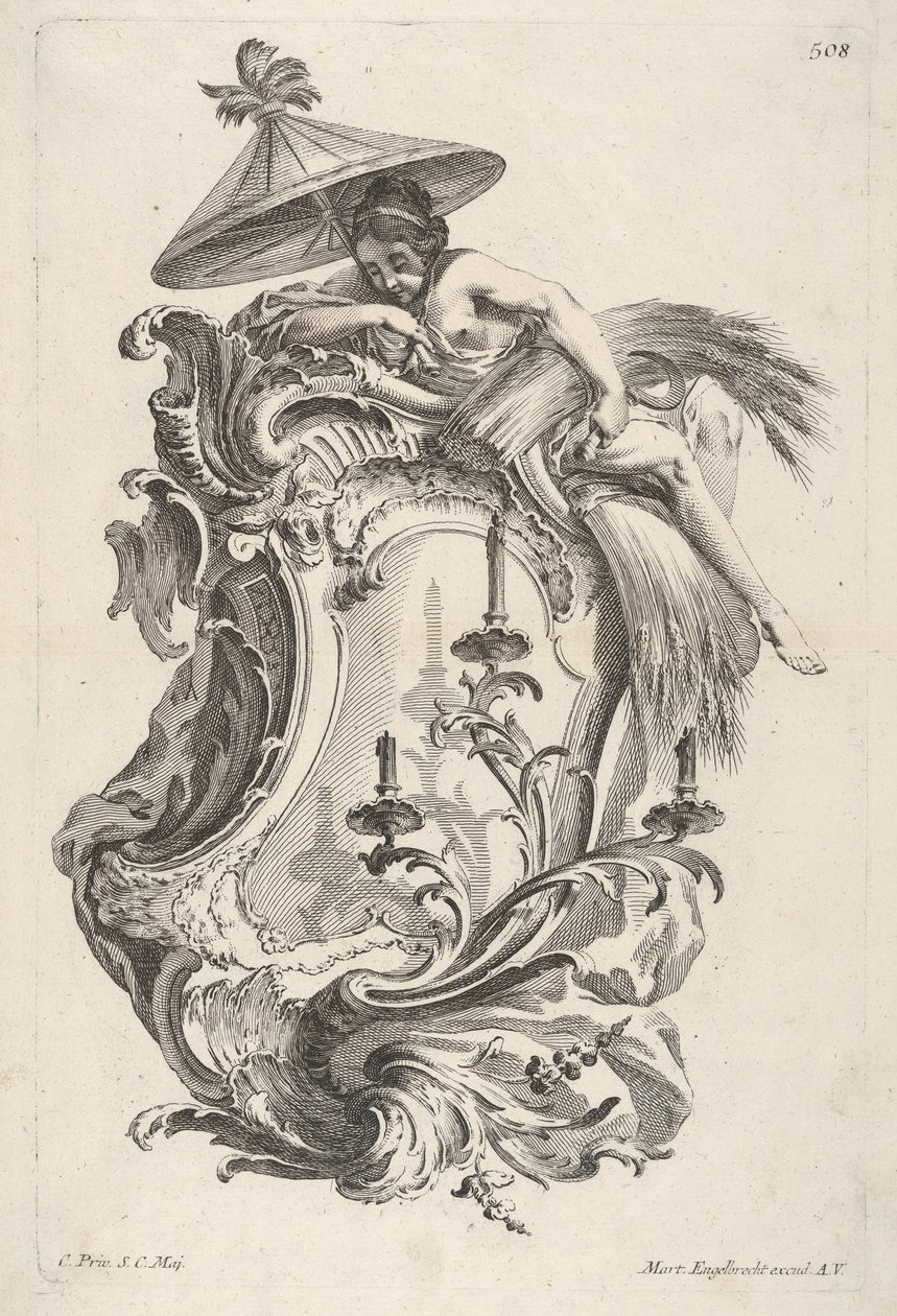 Candelabro representando el verano, de Wand-Leuchter die 4 Jahrseiten vorstellend, ca. 1730-56 de Martin Engelbrecht