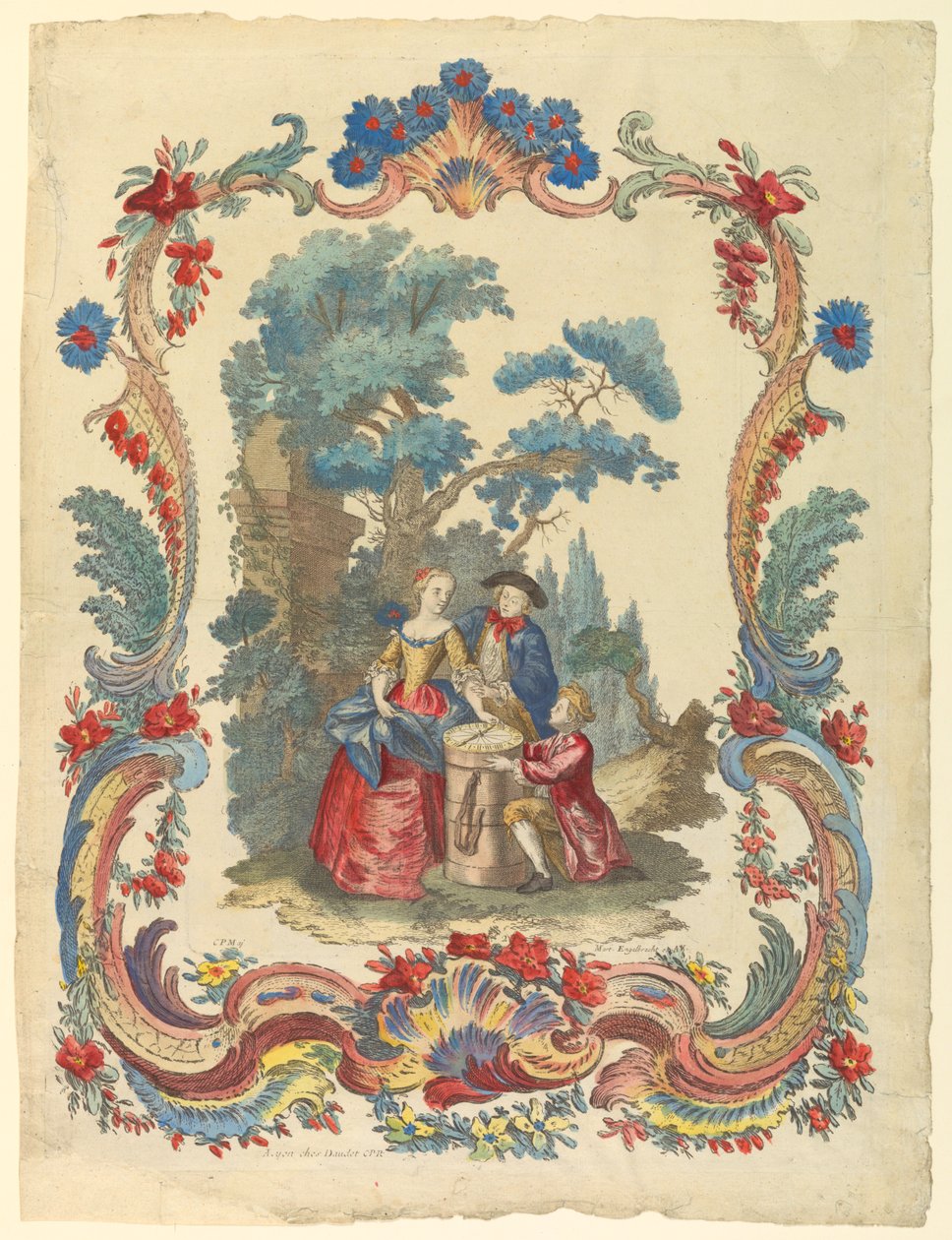 Tres Figuras Rodeando un Reloj de Sol de Martin Engelbrecht