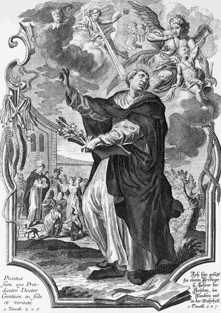 Vicente Ferrer (1350-1419), dominico español, grabado por Martin Engelbrecht (1684-1756) de Martin Engelbrecht