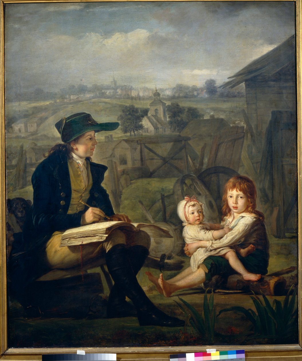Werther dessine des enfants, illustration du roman ""The Sorrows of Young Werther"" (Les Souffrances du jeune Werther) de Johann Wolfgang von Goethe (1749-1832) - Werther dibujando niños - Óleo sobre lienzo de Martin Ferdinand Quadal (1736-1808) ) de Martin Ferdinand Quadal