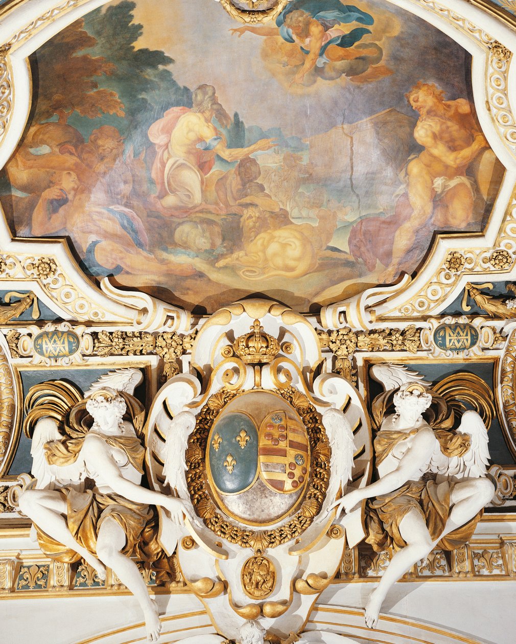 Noé y su familia entrando en el arca, en la capilla, Castillo de Fontainebleau, Francia de Martin Fréminet