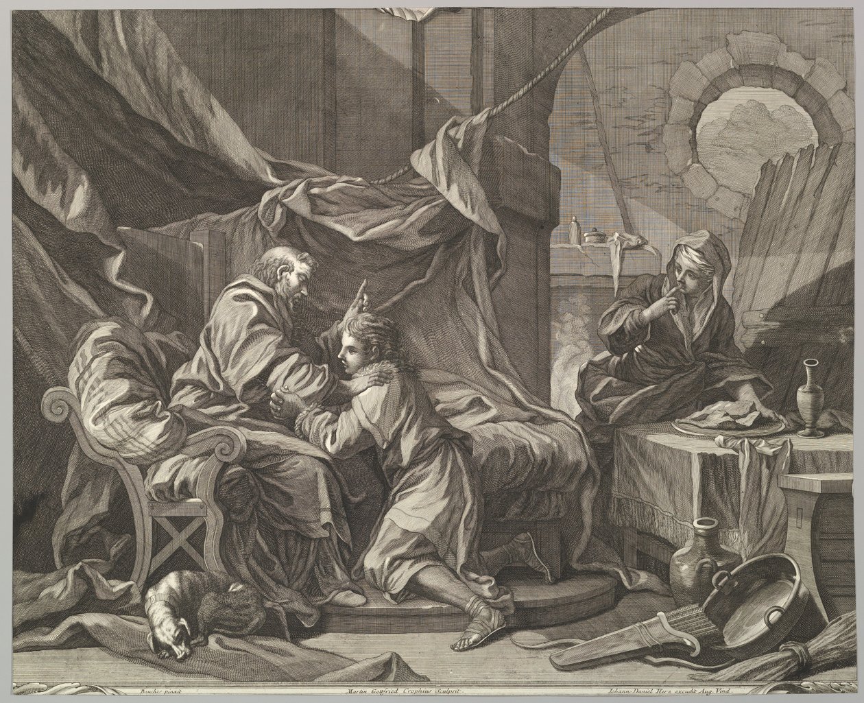 Isaac bendiciendo a Jacob, siglo XVIII de Martin Gottfried Crophius