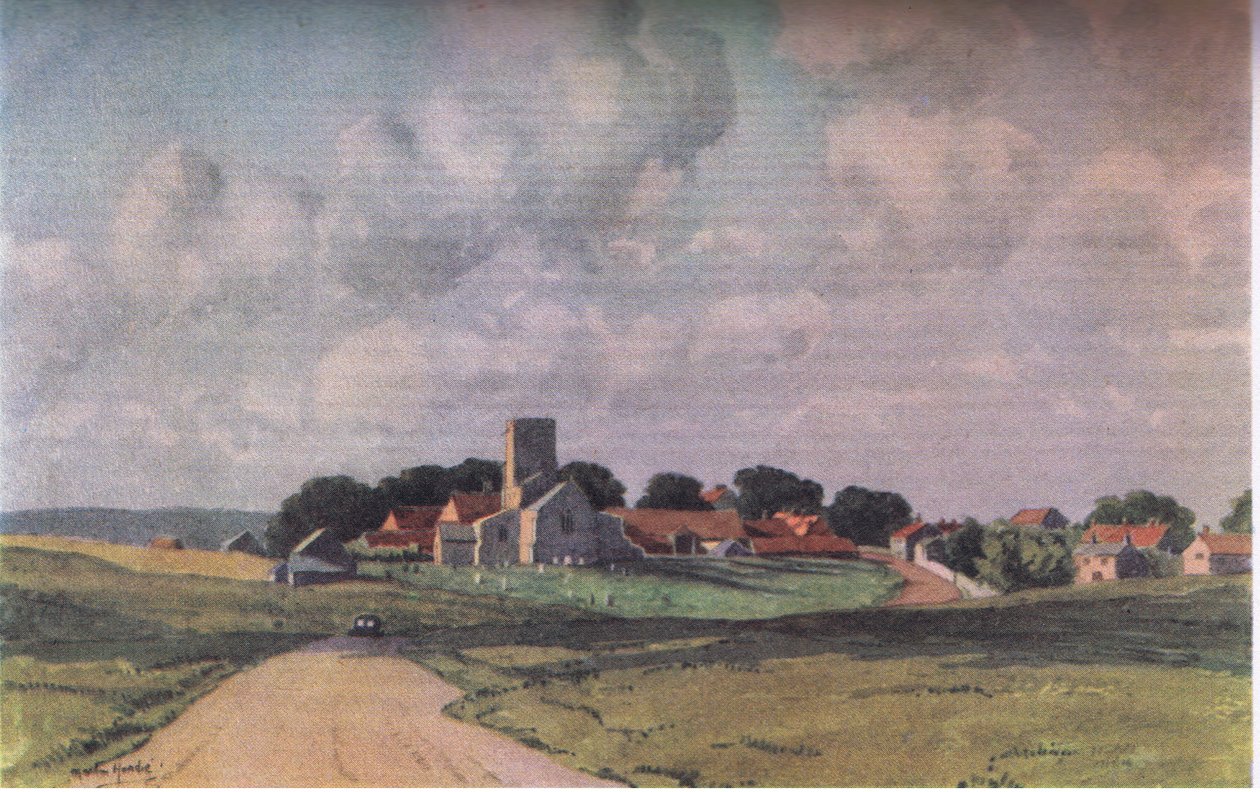 Morstan: Un pueblo de Norfolk (litografía en color) de Martin Hardie