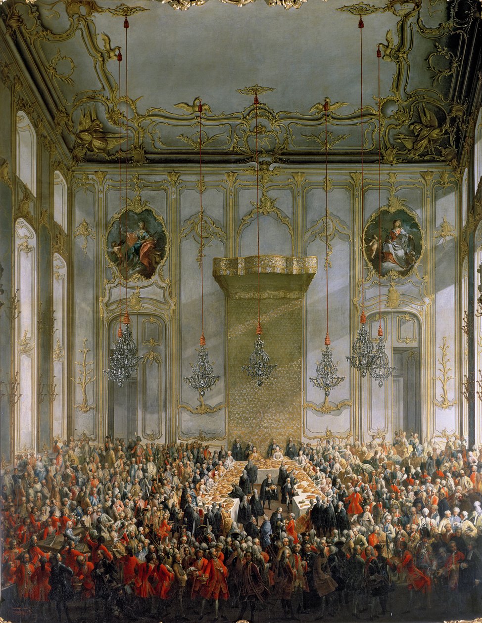 Banquete de la corte en la Gran Antesala del Palacio de Hofburg, Viena de Martin II Mytens or Meytens