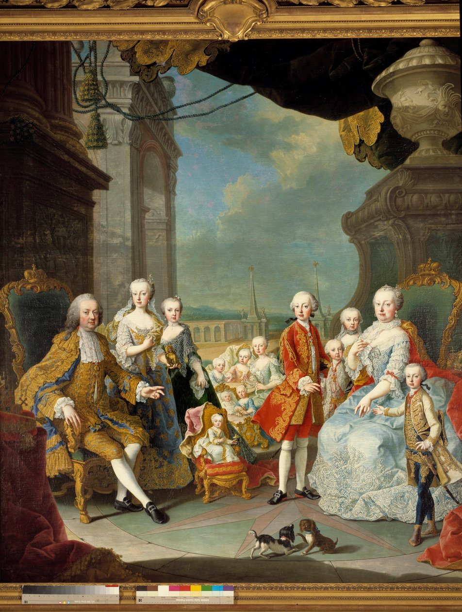 María Teresa rodeada de su familia, 1754 de Martin II Mytens or Meytens