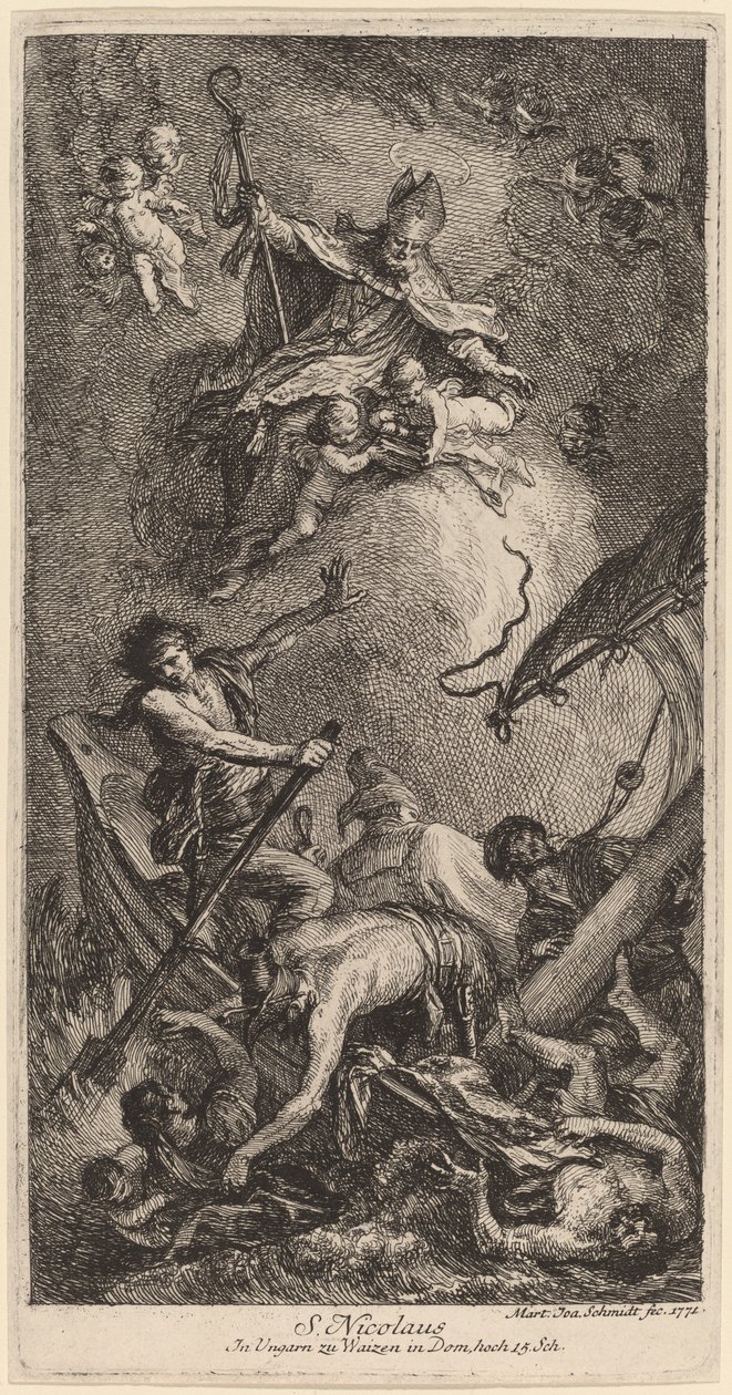 San Nicolás rescatando marineros de Martin Johann Schmidt
