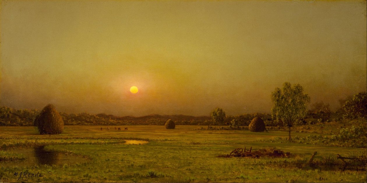 Puesta de sol en la marisma, Newburyport, Massachusetts de Martin Johnson Heade