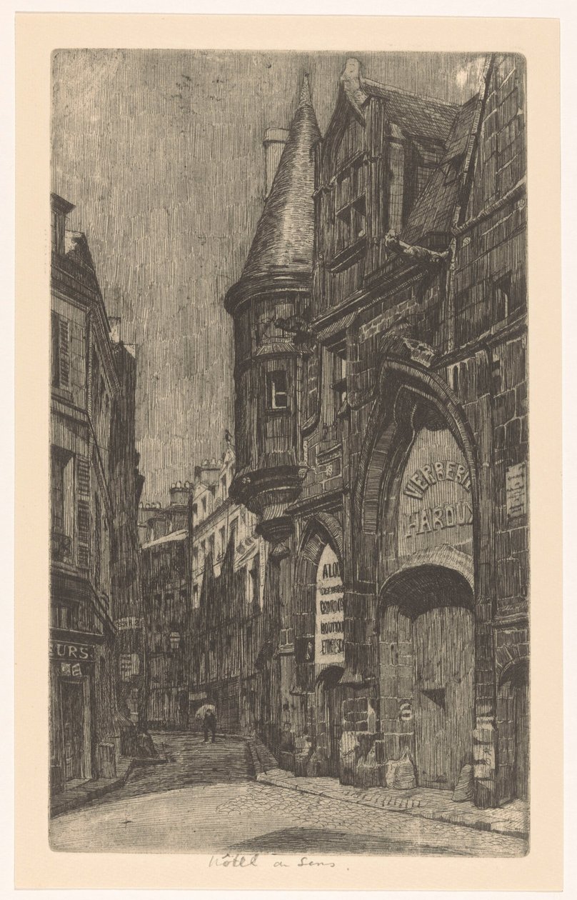 Vista de la calle con el Hôtel de Sens en París de Martin Monnickendam