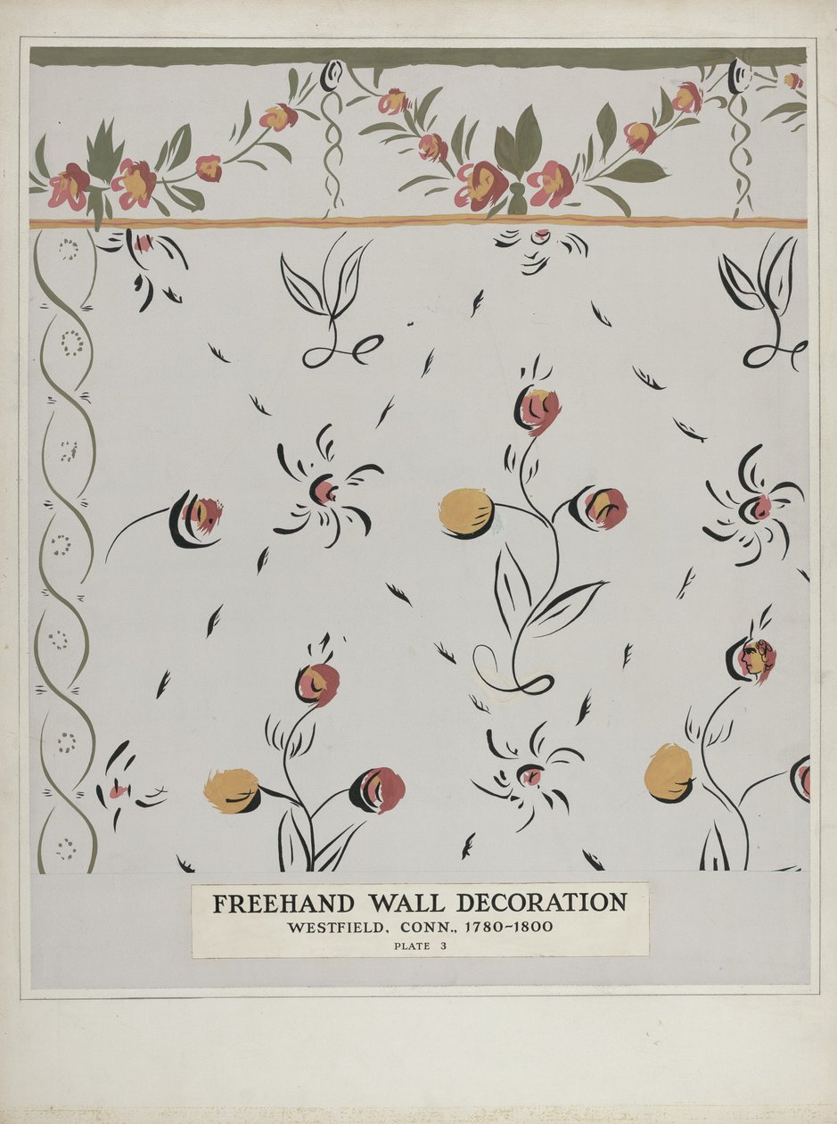 Detalle de pared pintada a mano, c. 1938 de Martin Partyka