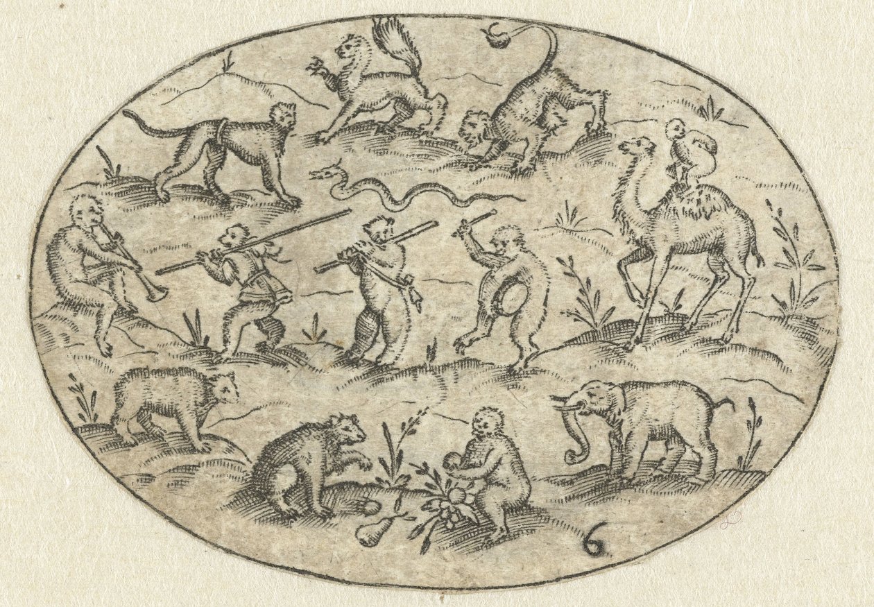 Óvalo con catorce animales Nev Thier Bvechlein (título de la serie) de Martin Pleginck