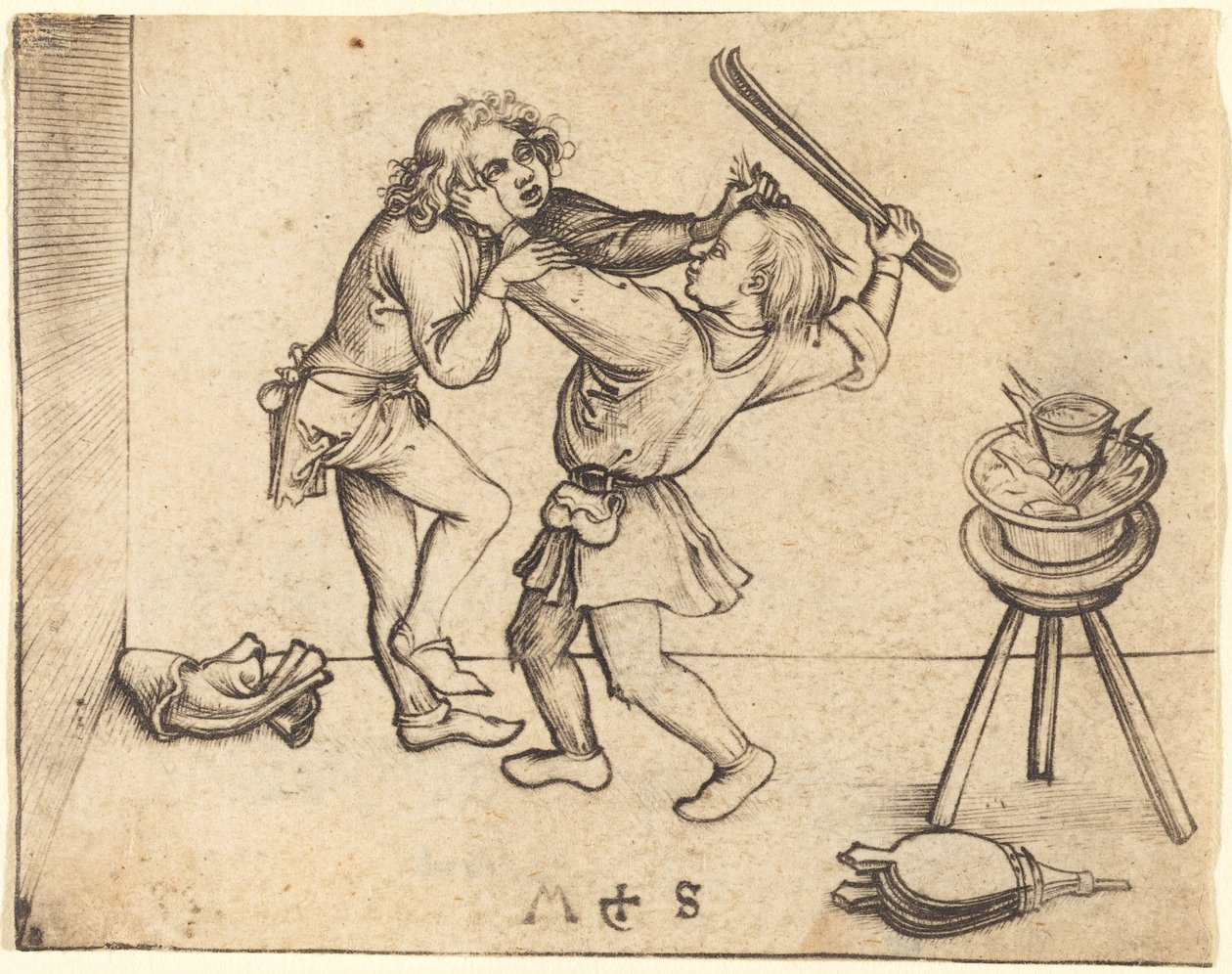 Aprendices Peleando de Martin Schongauer