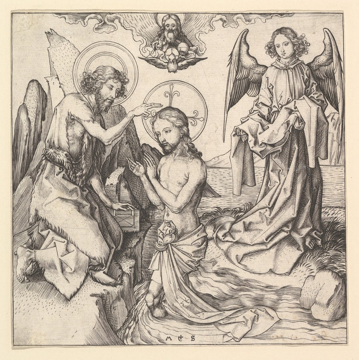 Bautismo de Cristo, ca. 1470-1474 de Martin Schongauer