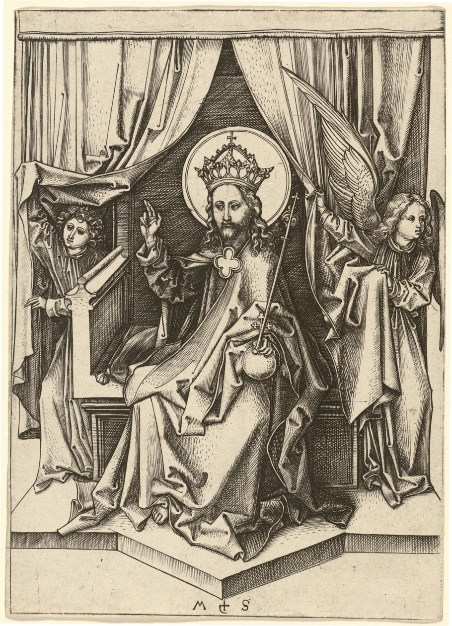 Cristo entronizado, con dos ángeles de Martin Schongauer
