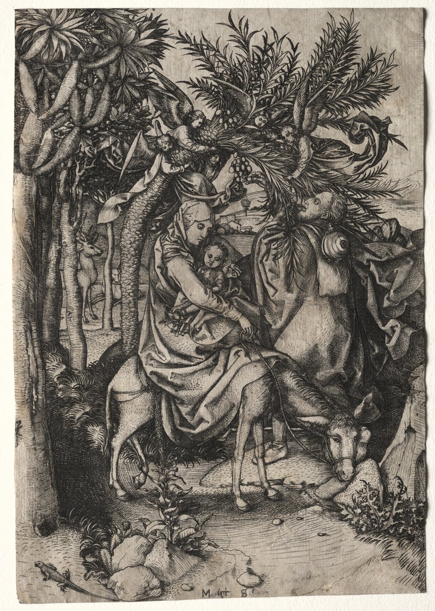 Vida de la Virgen: La huida a Egipto de Martin Schongauer