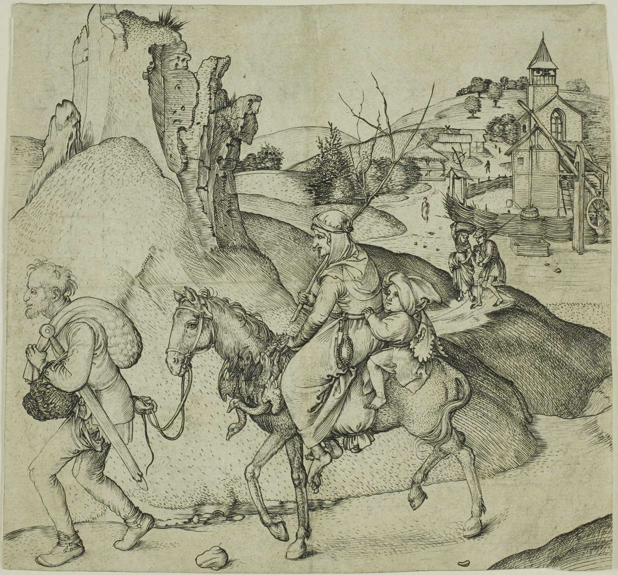 Una familia campesina va al mercado de Martin Schongauer