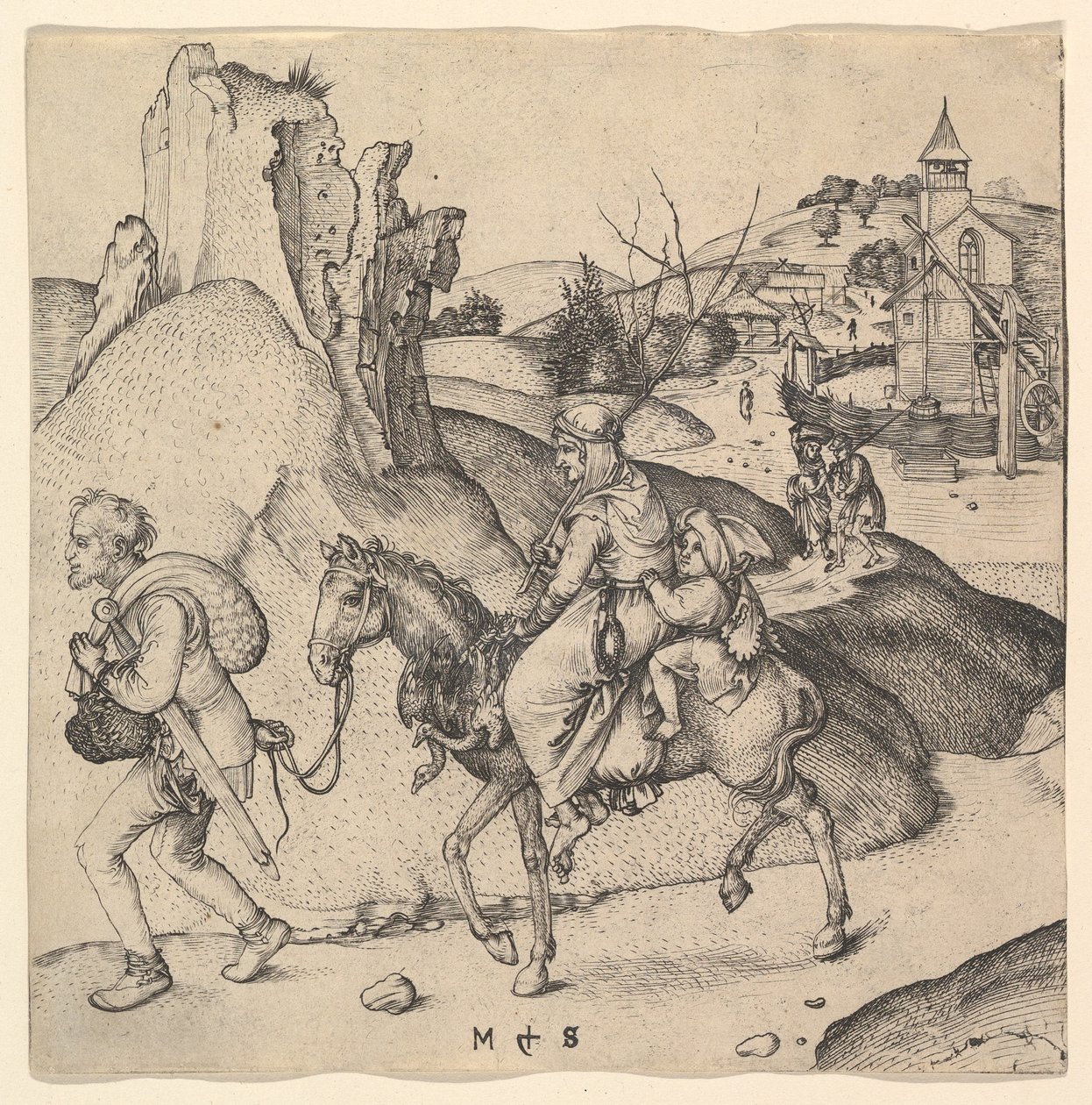 Familia campesina yendo al mercado de Martin Schongauer