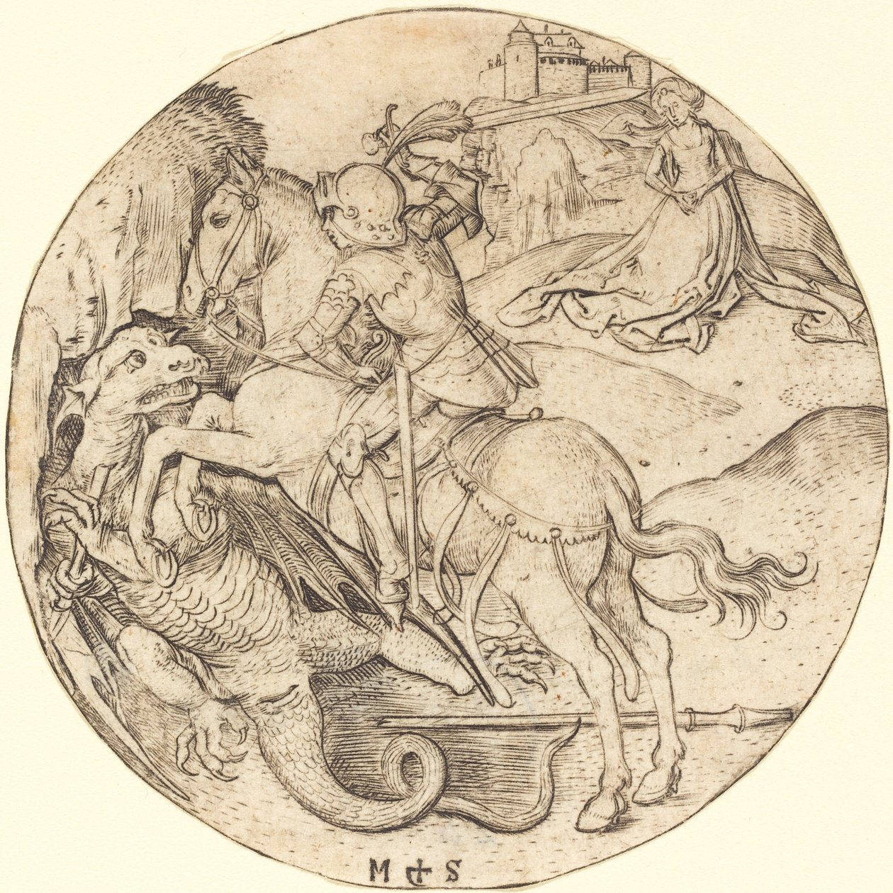 San Jorge y el Dragón de Martin Schongauer