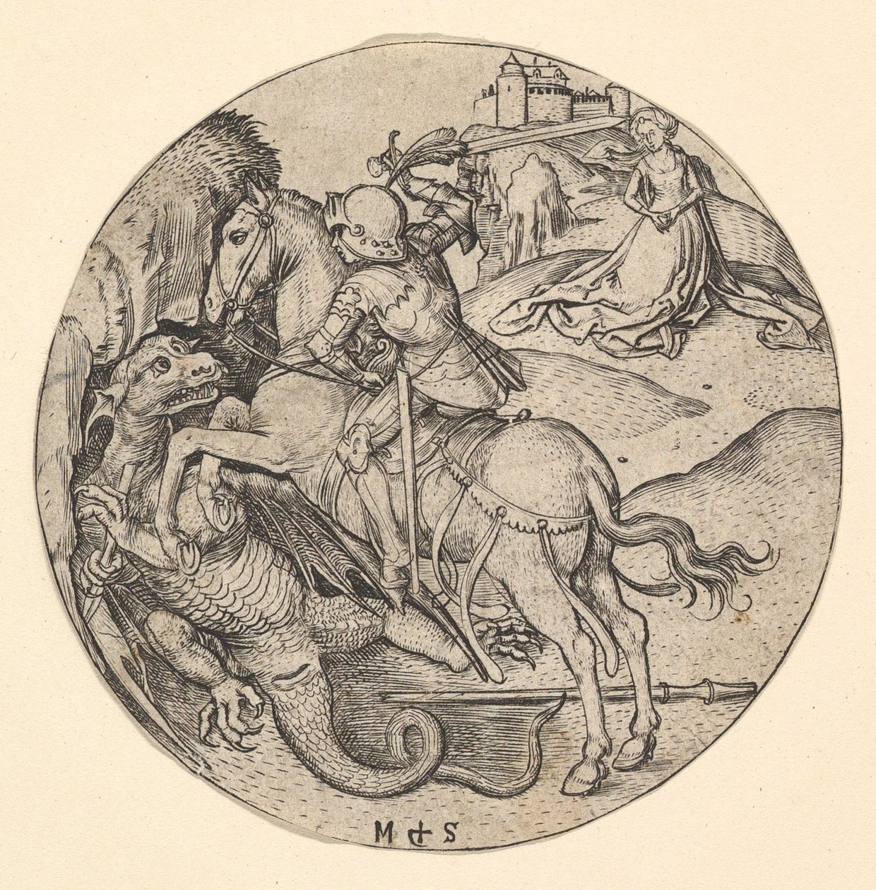 San Jorge matando al dragón, ca. 1435-1491 de Martin Schongauer