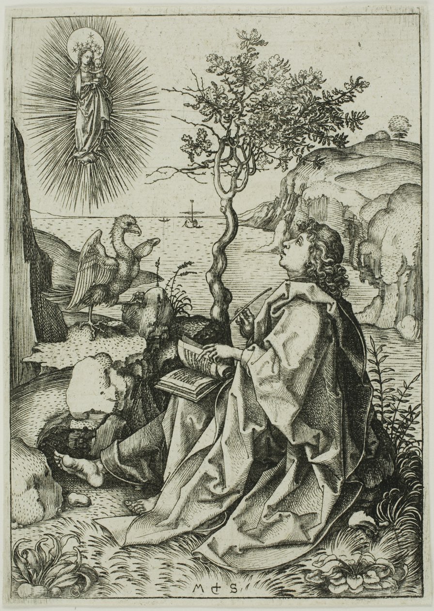 San Juan Evangelista en Patmos de Martin Schongauer
